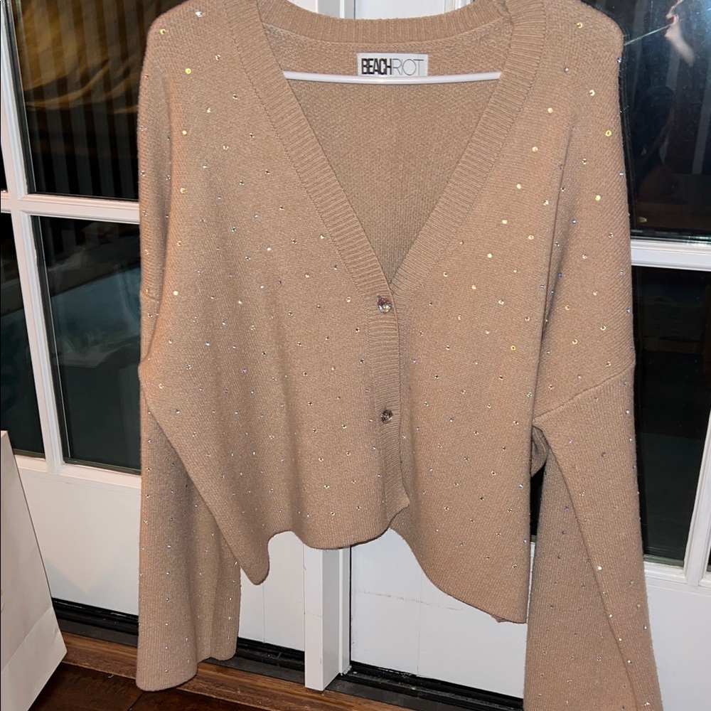 BEACH RIOT Tan Women's Sweater with Sequin